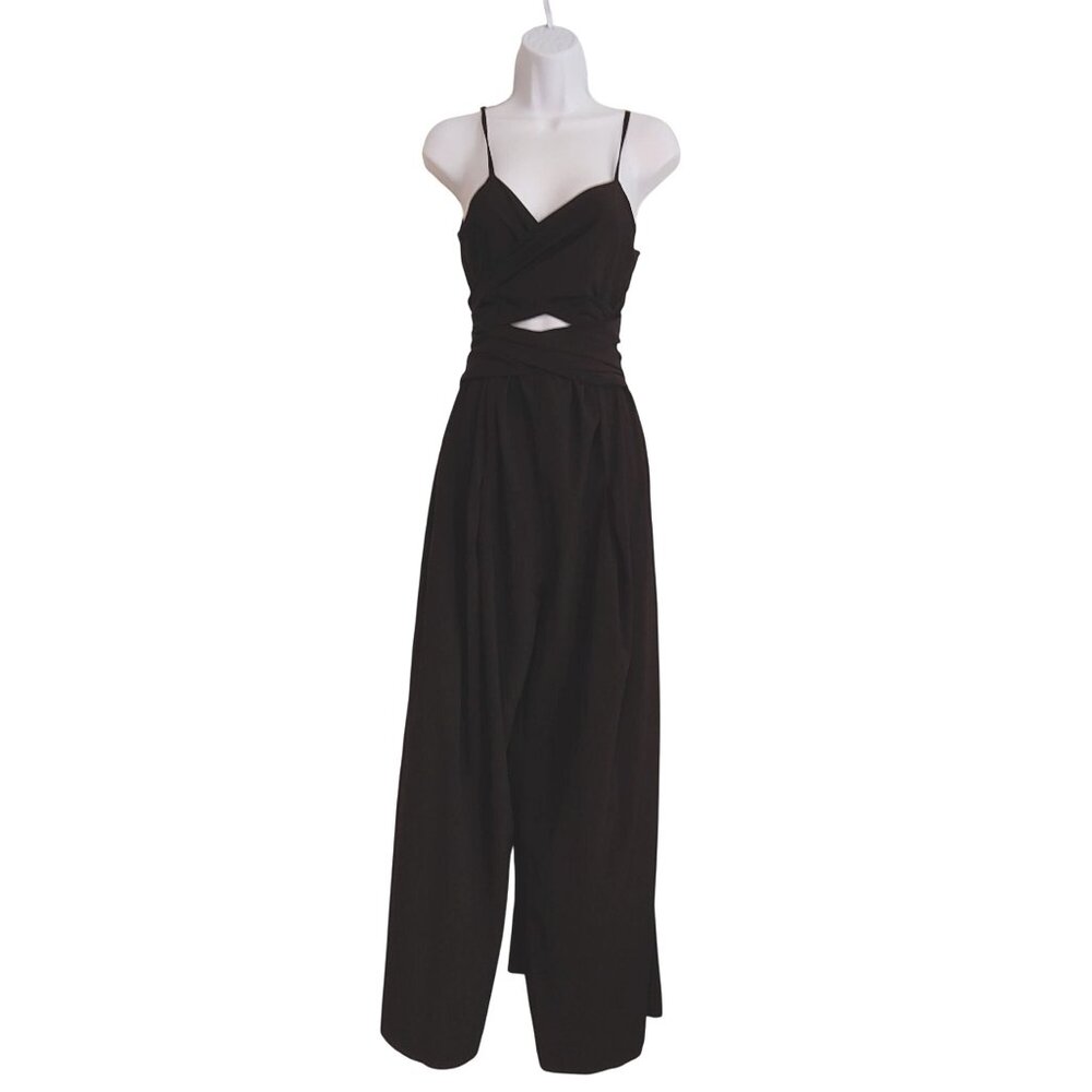 RYU. Wrap Tie Jumpsuit Wideleg Palazzo Obi Waist Cutout Japanese Inspired  L